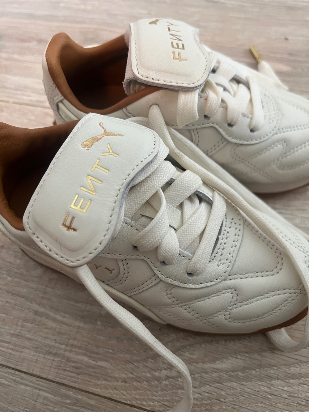FENTY Kids White and Brown Low-Top Sneakers